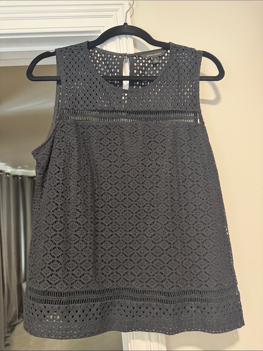 Banana Republic Black Eyelet Crochet Sleeveless Top